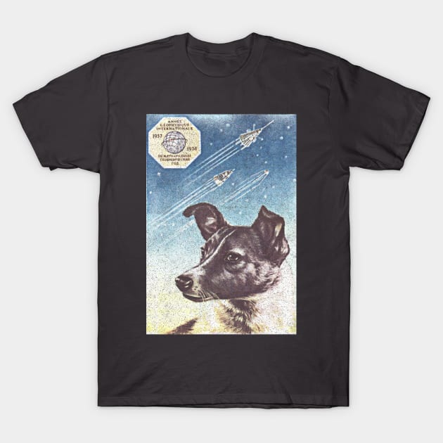 Laika Space Dog / Retro Faded Soviet Style Design T-Shirt by DankFutura